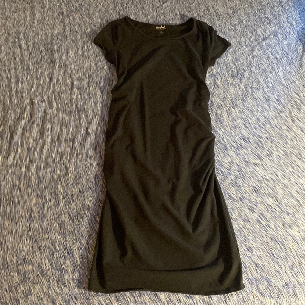 Black short sleeve maternity dress